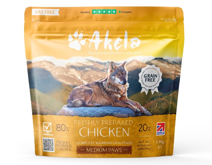 Akela 80:20 Free-Range Chicken Complete Working Dog/Puppy Food (NEW 15KG BAG SIZE)