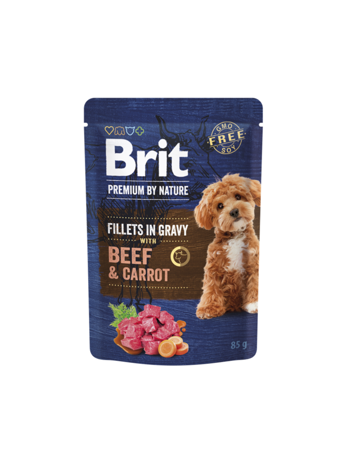 Brit Premium by Nature Dog Fillets in Gravy with Beef & Car…