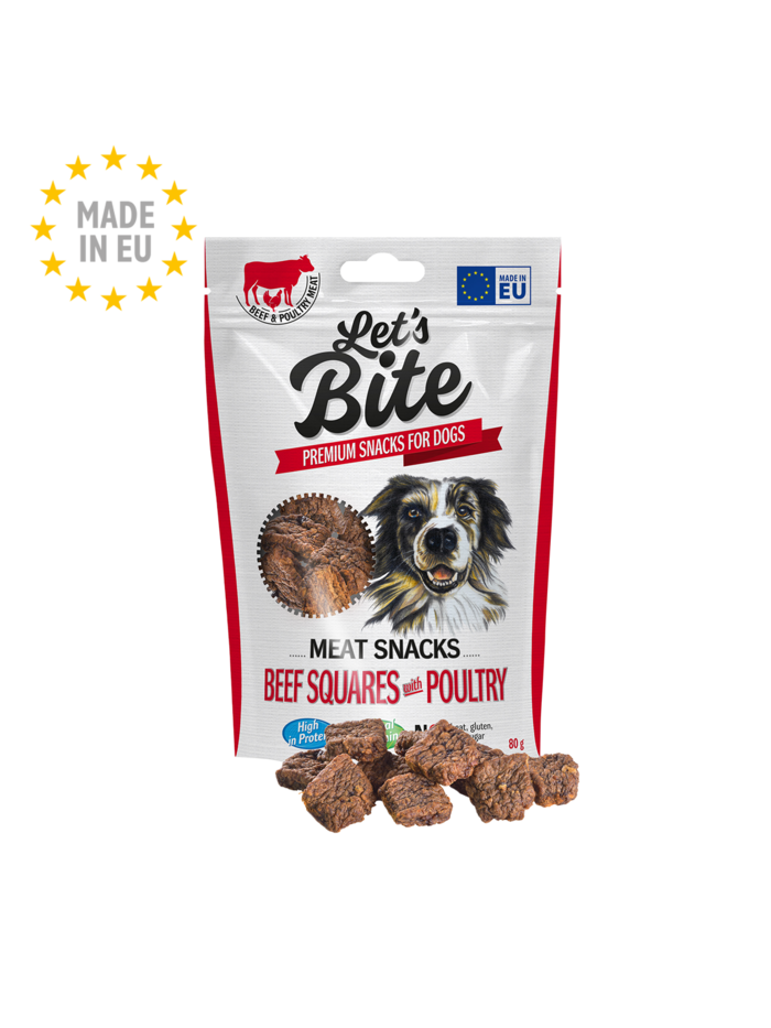 Let’s Bite Meat Snacks. Beef Squares with Poultry.