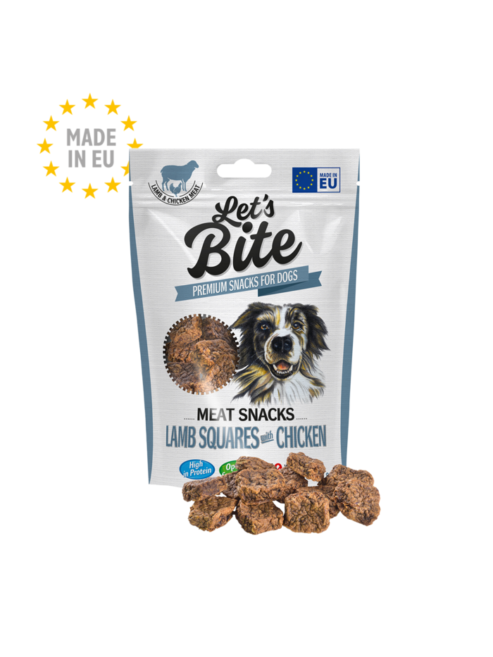 Let’s Bite Meat Snacks. Lamb Squares with Chicken.