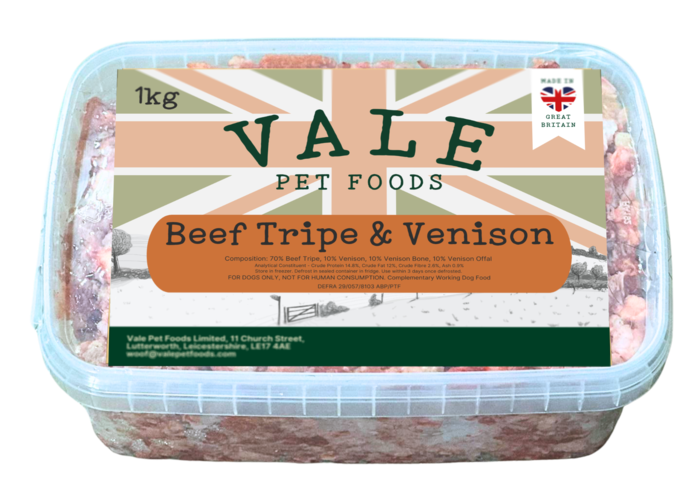 Vale Beef Tripe & Venison Raw Dog Food